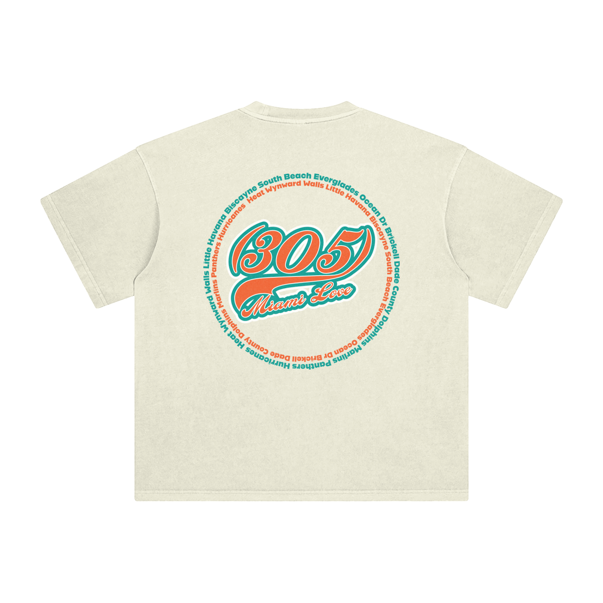 "305 Miami Love Dolphins Colorway 2"  Enzyme Washed T-Shirt