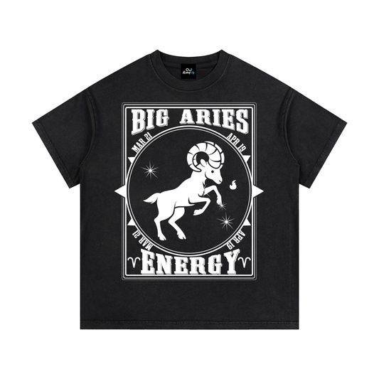 "Big Aries Energy" Vintage Wash Cotton T-Shirt