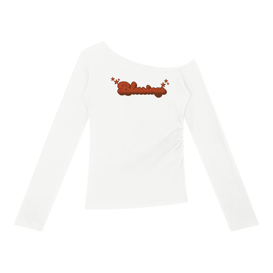 "Blessings" Women’s Off-the-Shoulder T-Shirt (Red)