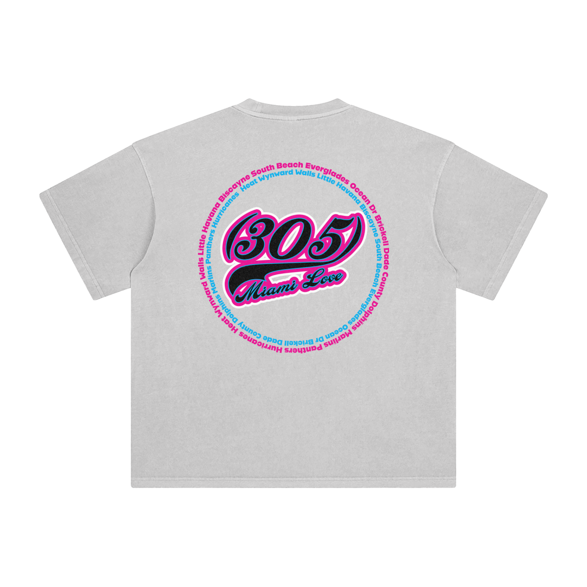"305 Miami Love Marlins Colorway 2"  Enzyme Washed T-Shirt