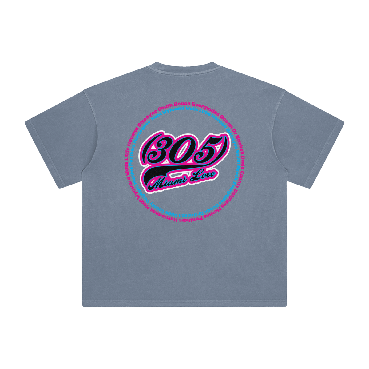 "305 Miami Love Marlins Colorway 2"  Enzyme Washed T-Shirt