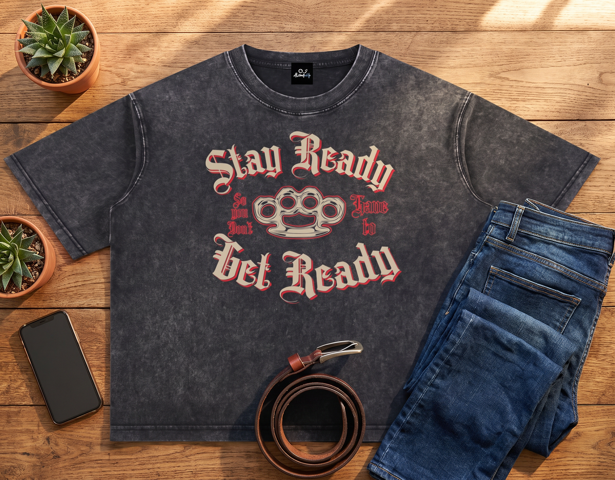 "Stay Ready" Mineral Wash Boxy Cotton T-Shirt