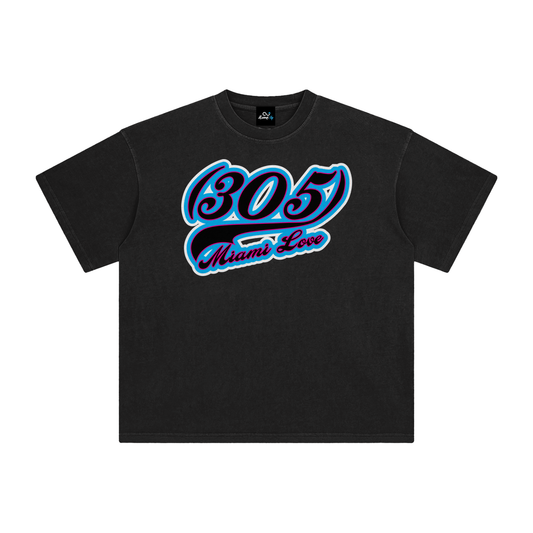 "305 Miami Love Marlins Colorway" Enzyme Washed T-Shirt