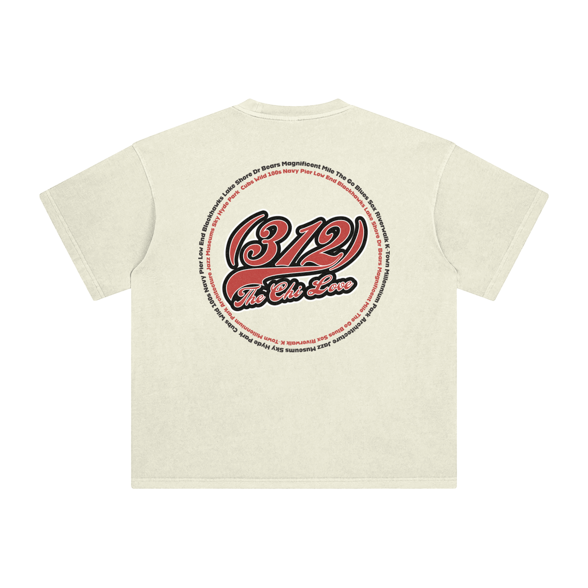 "312 Chicago Love Blackhawks Colorway"  Enzyme Washed T-Shirt