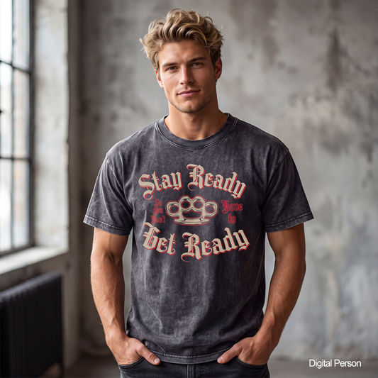 "Stay Ready" Mineral Wash Boxy Cotton T-Shirt