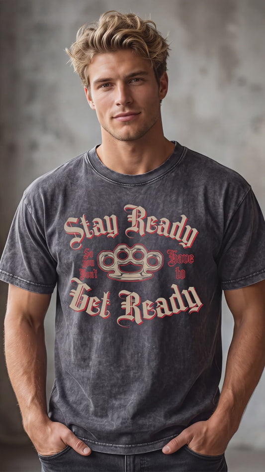 "Stay Ready" Mineral Wash Boxy Cotton T-Shirt